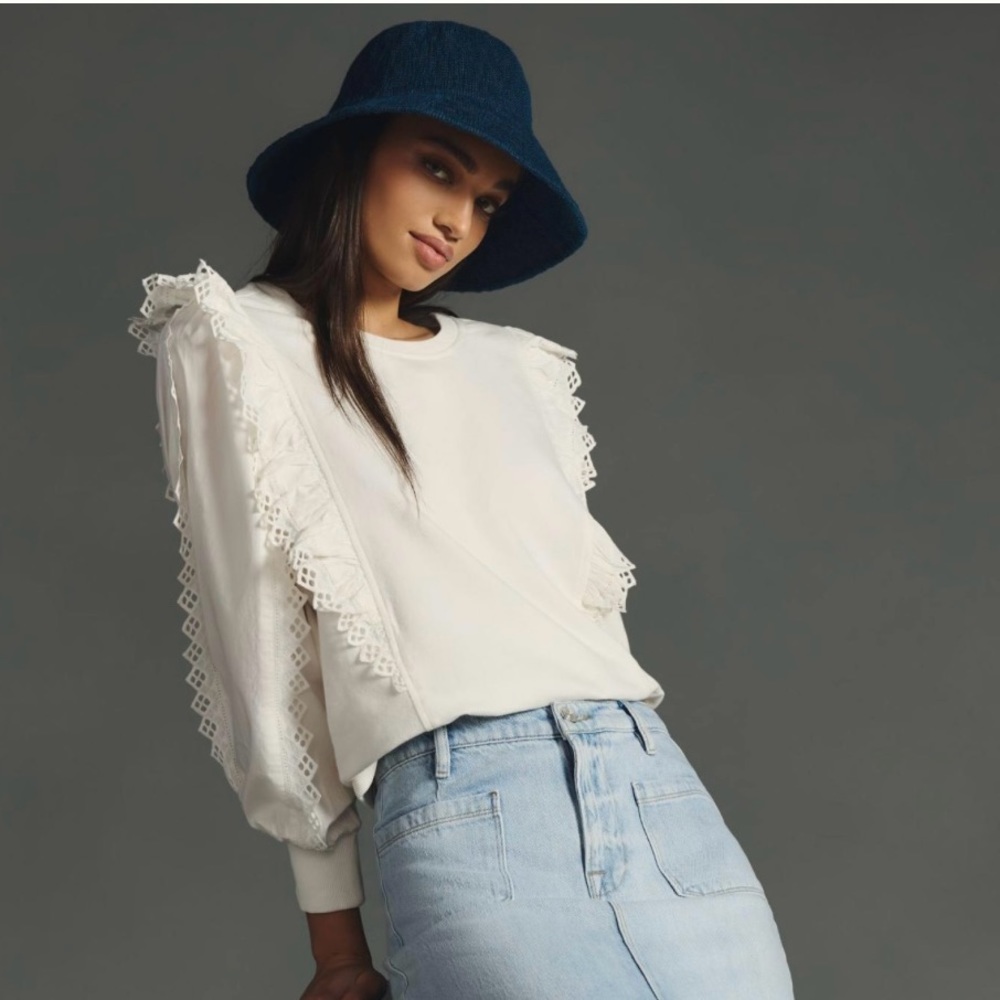 NWT Anthropologie Ruffle-Sleeve Top